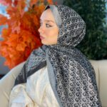 İthal Dior Pamuk Yün İpek Şal 49103 - Gri