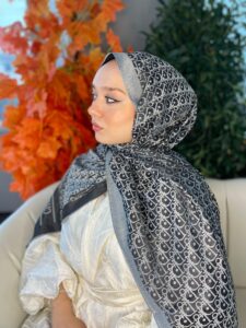 İthal Dior Pamuk Yün İpek Şal 49103 - Gri