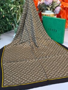 Gucci A Kalite İthal Yün İpek Şal - Siyah-Sarı