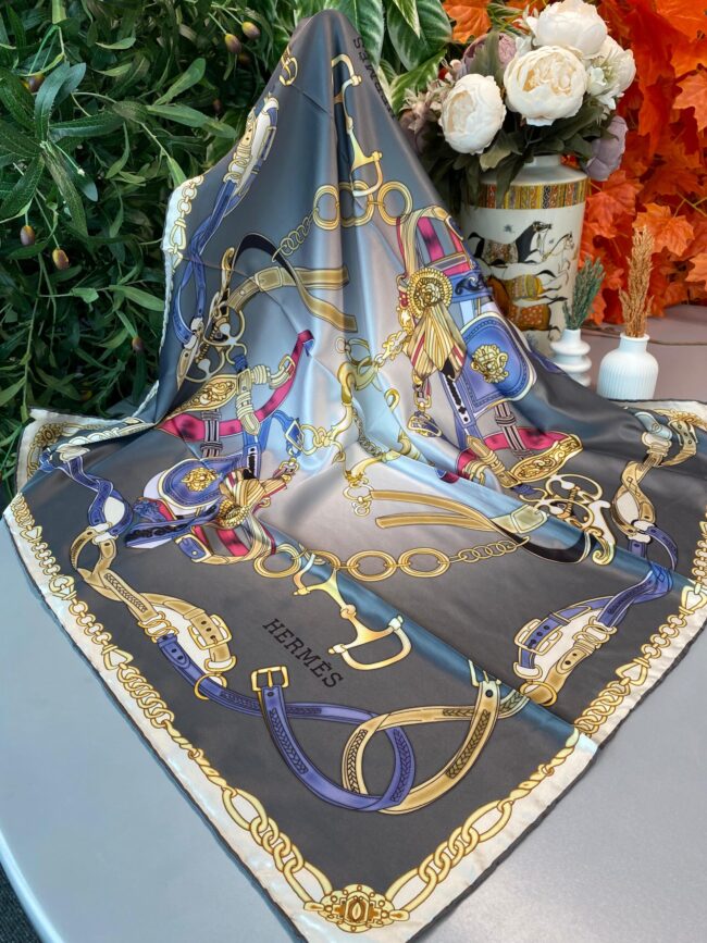 Hermes Twill Eşarp 10047- Koyu Gri