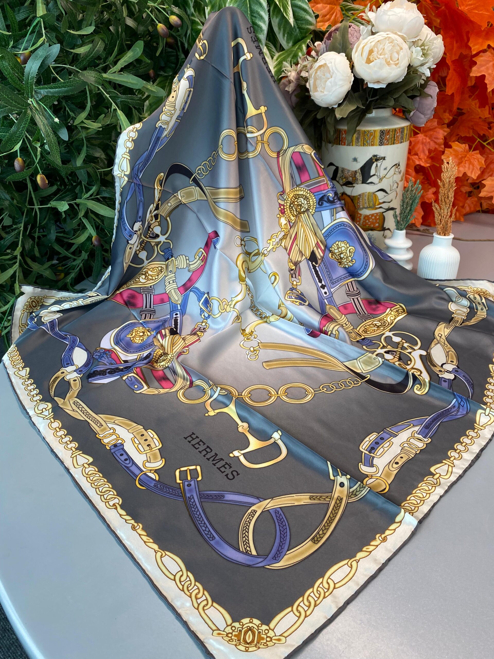 Hermes Twill Eşarp 10047- Koyu Gri