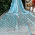 LV Desen Çift taraflı İpeksi Jakar Şal- Su Yeşili