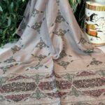 Kupa Desenli Pamuk İpek Şal - 797730 - Vizon-Zümrüt