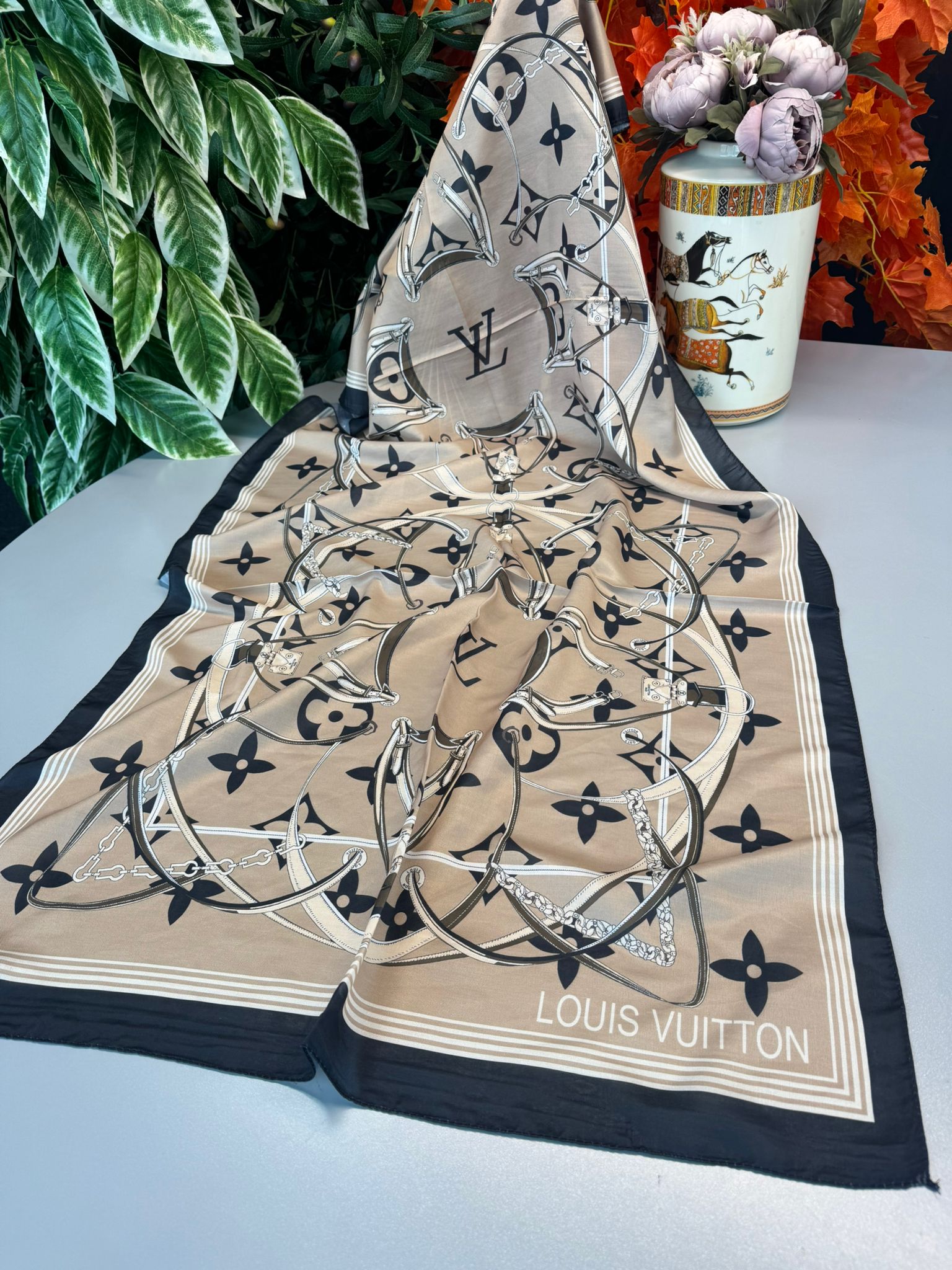 Lv Kemer Desen Pamuk Soft Şal 31230 - Camel - Görsel 6