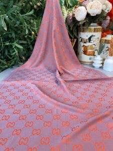 G Desenli İpek Kaşmir Çift Taraflı Şal 440344 -Turuncu-Bakır