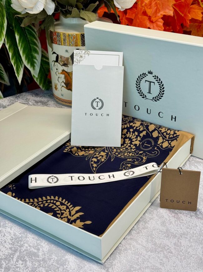 Touch İthal Pamuk İpek Şal  - 415420 Lacivert  Vizon