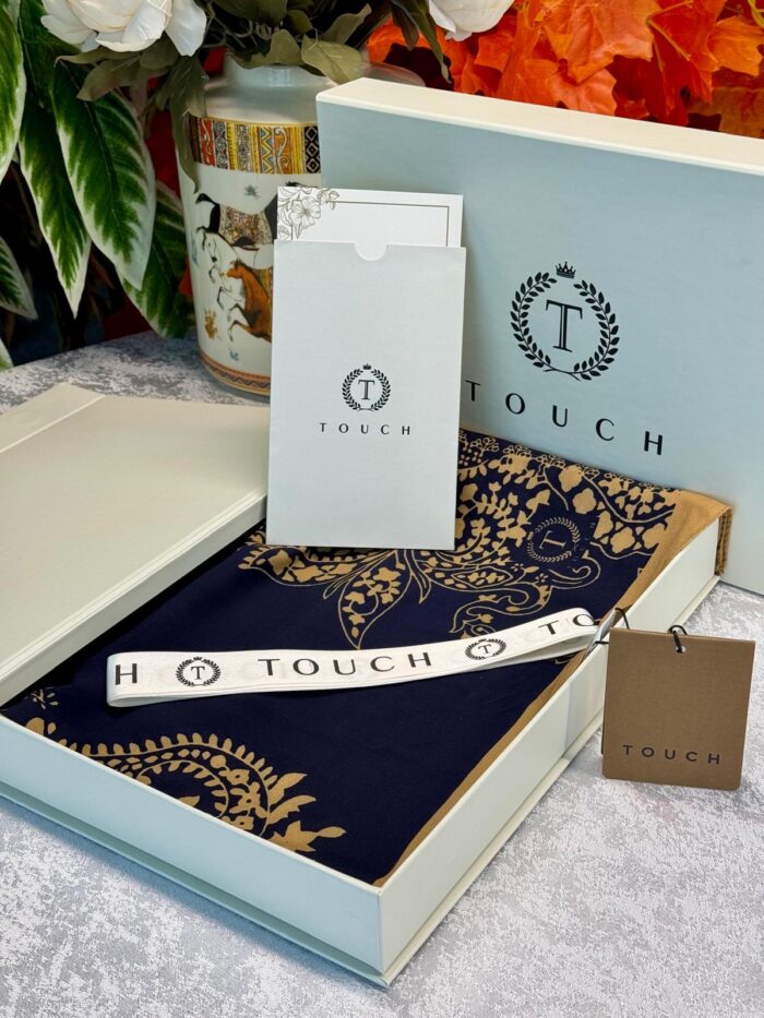 Touch İthal Pamuk İpek Şal  - 415420 Lacivert  Vizon