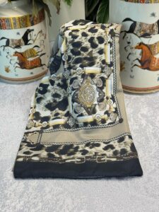 Hermes Leopar Pamuk Soft Şal 65329 - Cappuccino