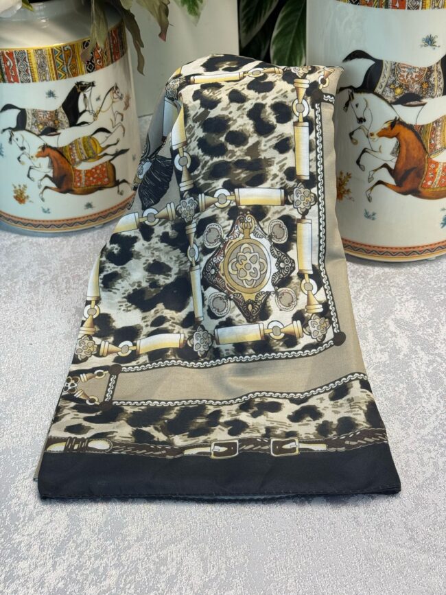 Hermes Leopar Pamuk Soft Şal 65329 - Cappuccino