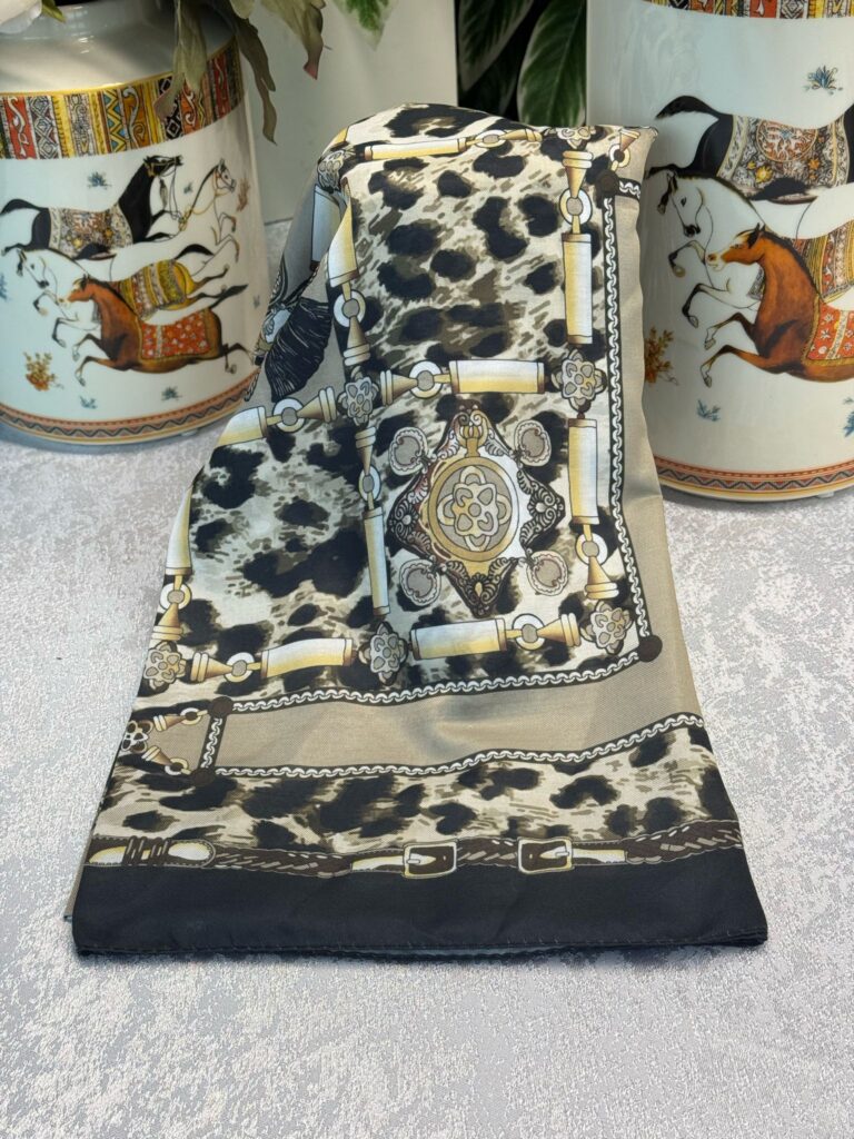 Hermes Leopar Pamuk Soft Şal 65329 - Cappuccino