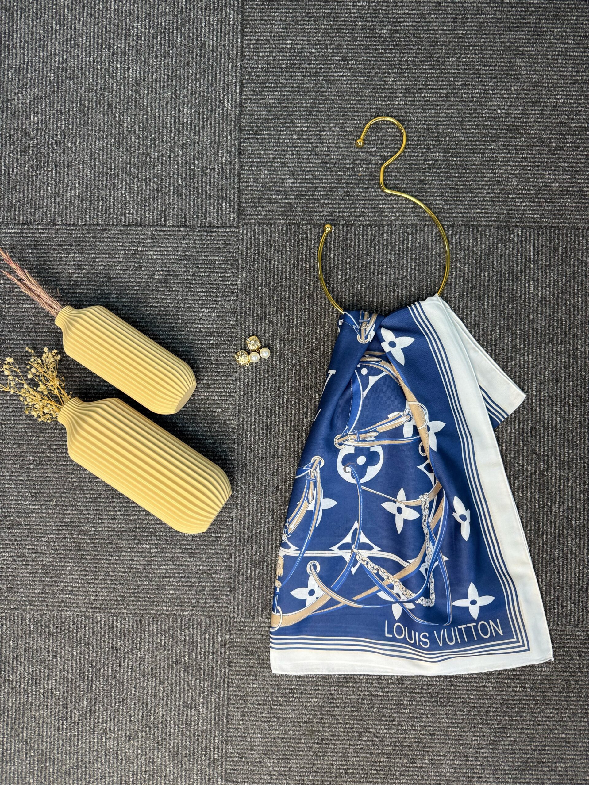 Lv Kemer Desen Pamuk Soft Şal 31230 - Lacivert - Görsel 5