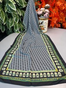 Fendi Monogram Pamuk Soft Şal 64302 - Buz Mavi-Yeşil