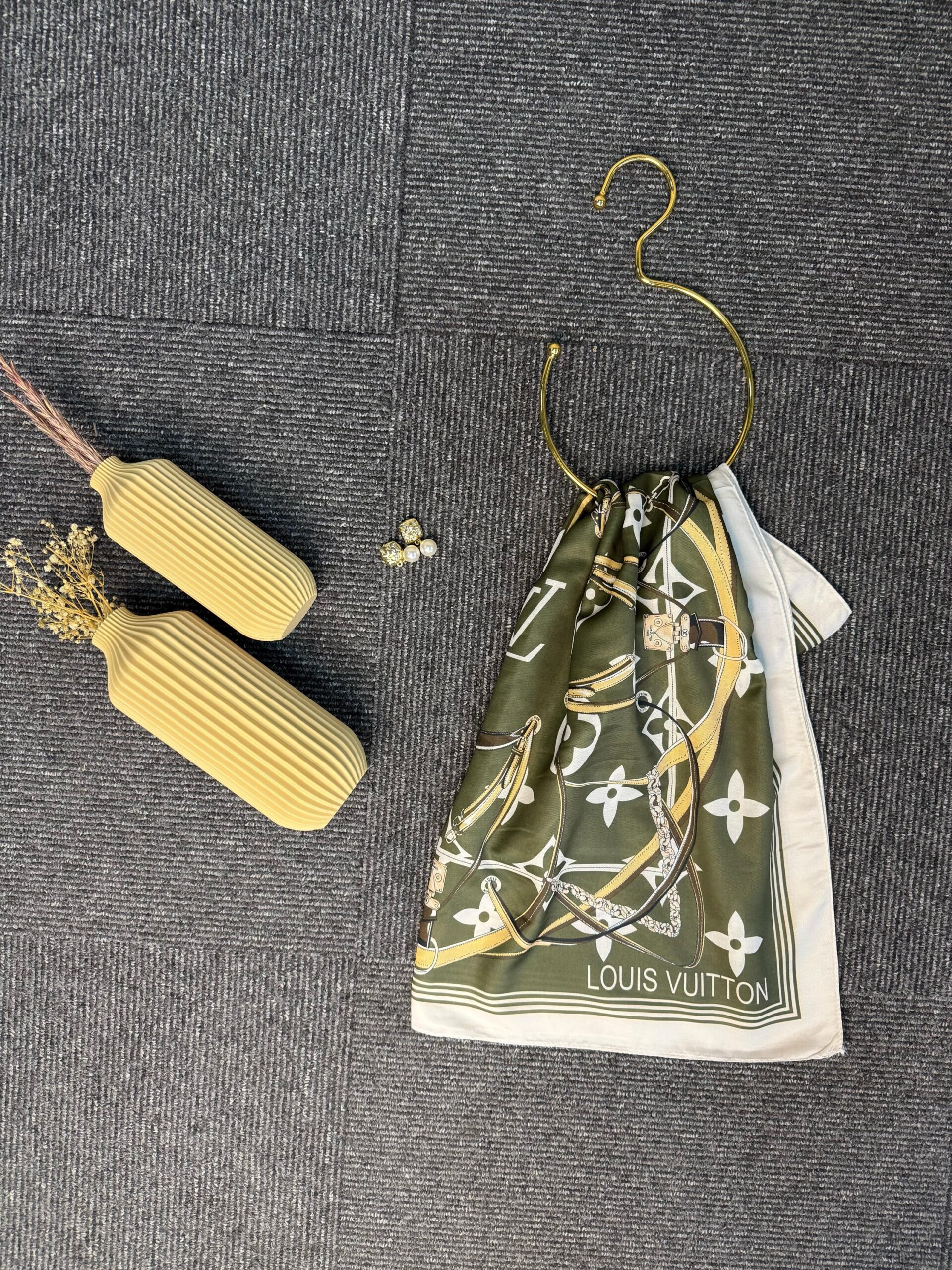 Lv Kemer Desen Pamuk Soft Şal 31230 - Haki - Görsel 8