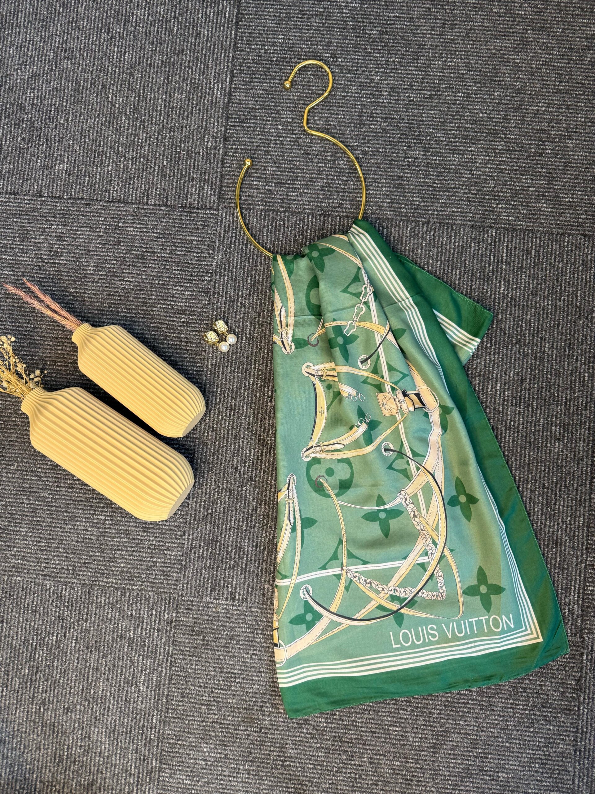 Lv Kemer Desen Pamuk Soft Şal 31230 - Zümrüt