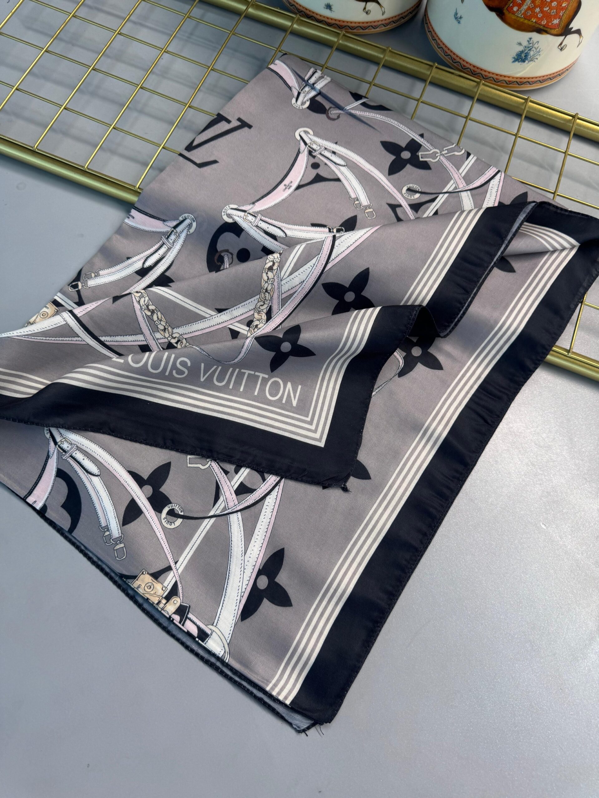 Lv Kemer Desen Pamuk Soft Şal 31230 - Siyah-Antrasit - Görsel 2