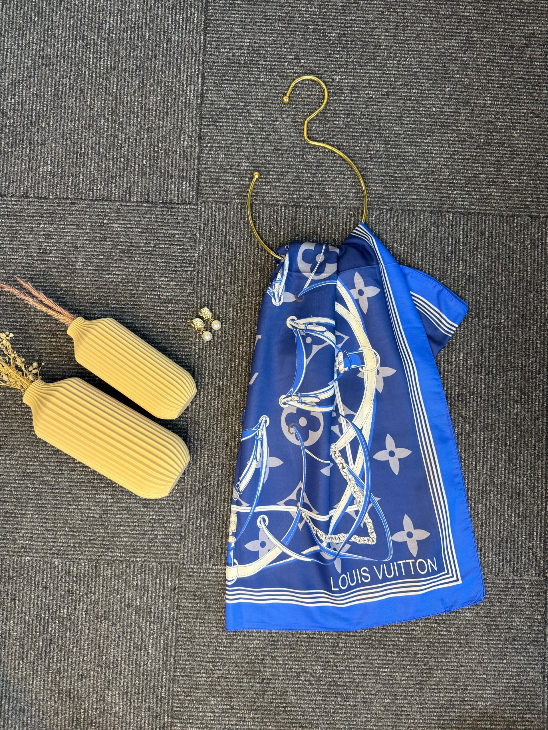 Lv Kemer Desen Pamuk Soft Şal 31230 - Mavi