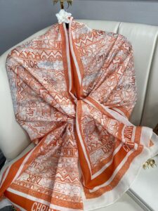Dior Monogram Pamuk Soft Şal 86021 - Oranj
