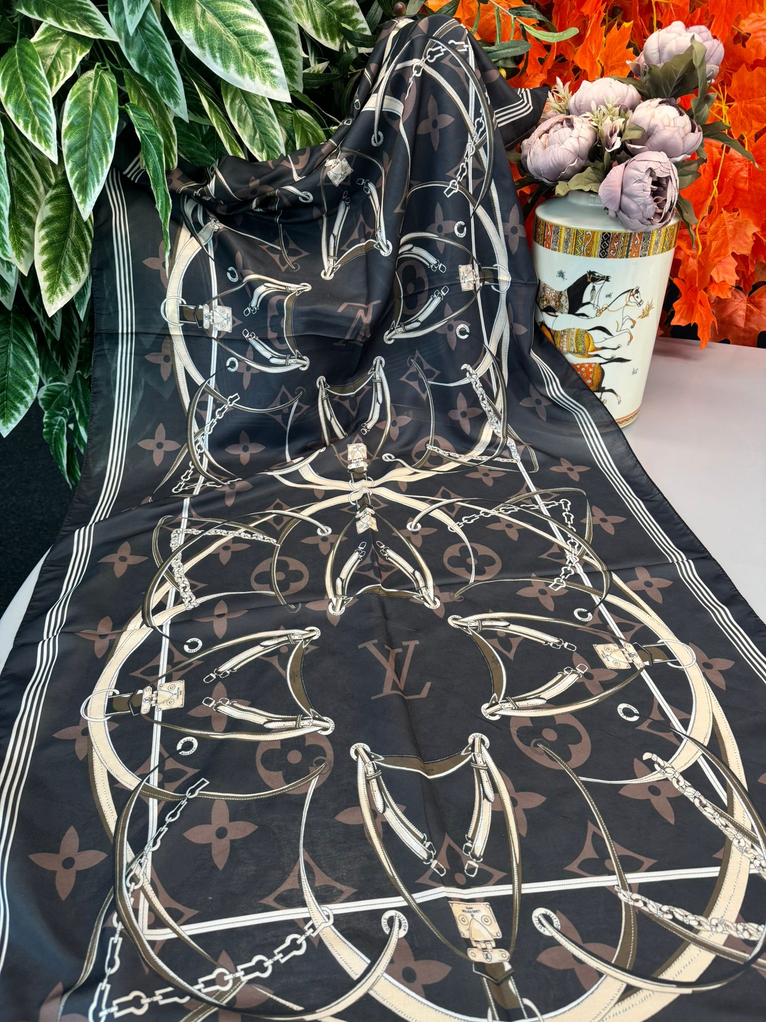 Lv Kemer Desen Pamuk Soft Şal 31230 - Acı Kahve - Görsel 6