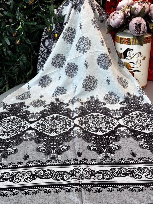 Hint Etro Desenli Pamuk Soft Şal - 658960 - Gri