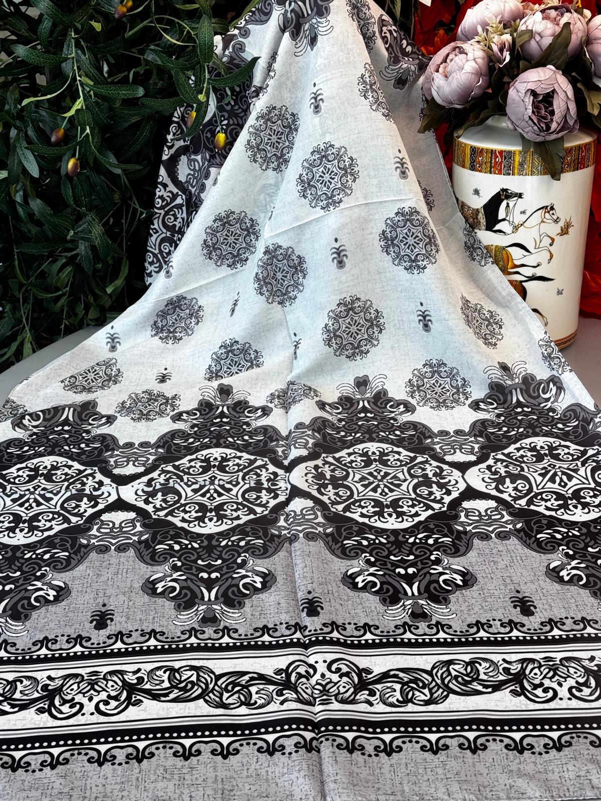 Hint Etro Desenli Pamuk Soft Şal - 658960 - Gri