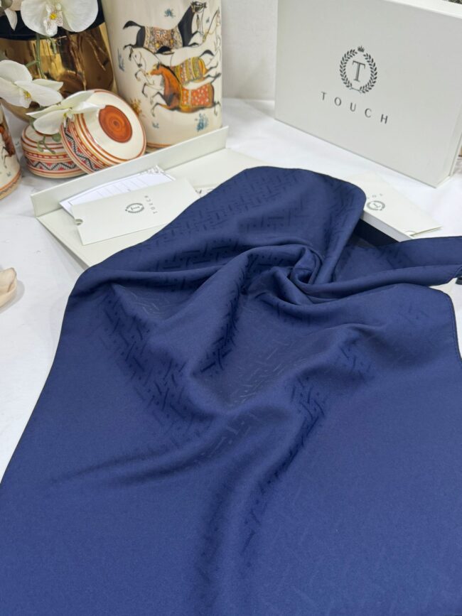 New Desen Pamuk Jakar İpek Şal - 19450 - Lacivert