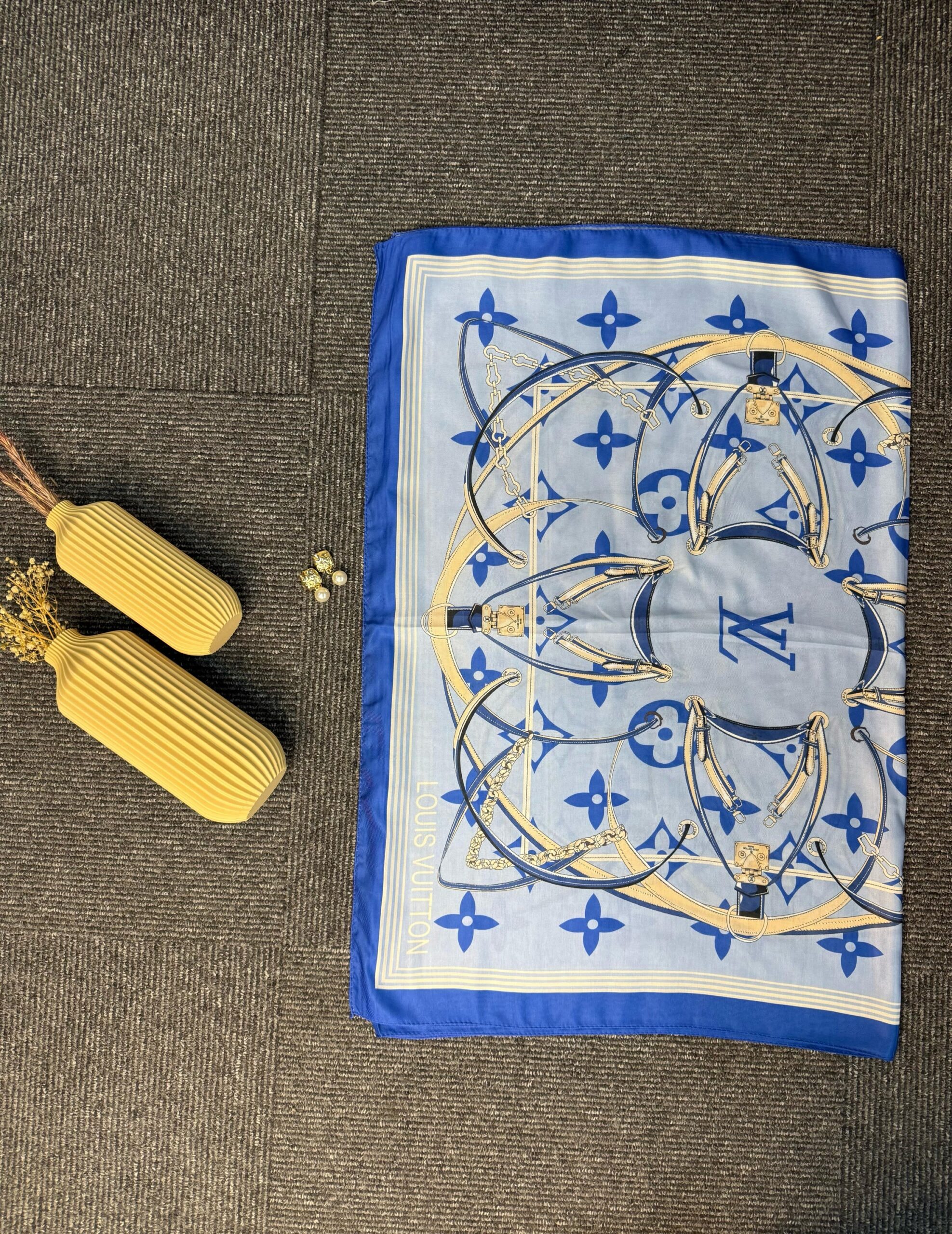 Lv Kemer Desen Pamuk Soft Şal 31230 - Mavi - Görsel 4