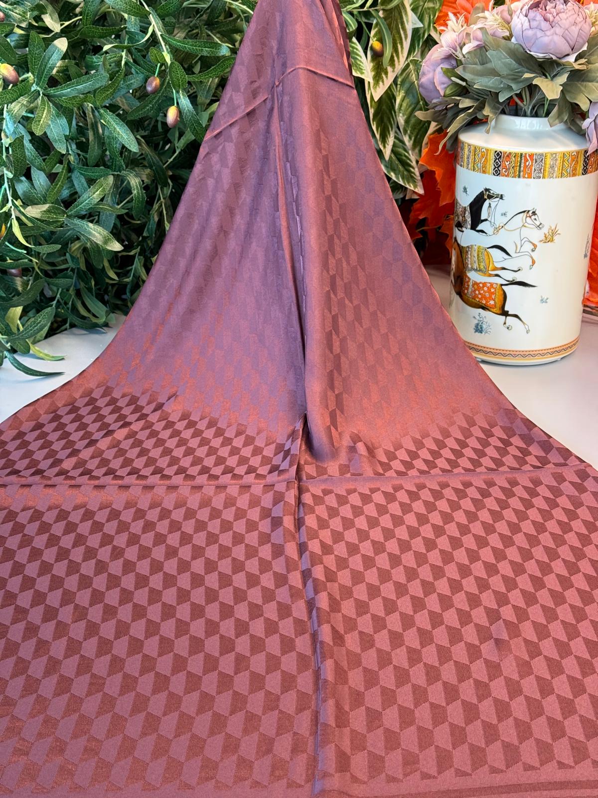 Qoza Desen İpeksi Jakar Şal - Mor