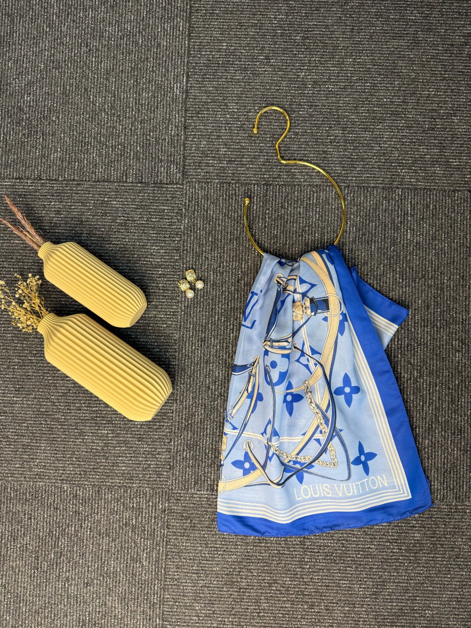 Lv Kemer Desen Pamuk Soft Şal 31230 - Mavi - Görsel 3