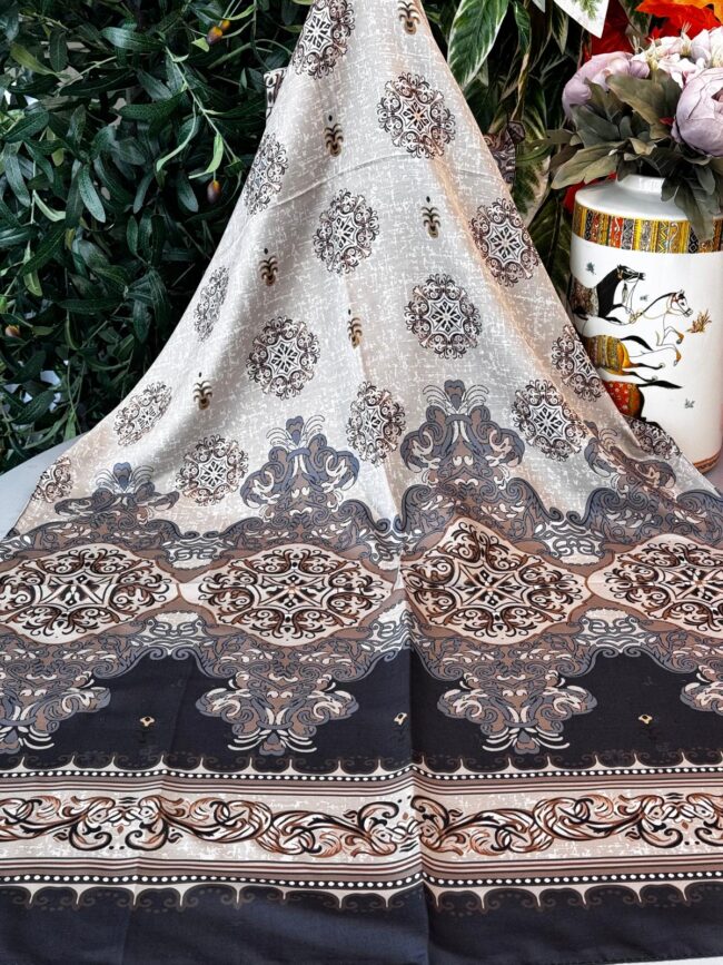 Hint Etro Desenli Pamuk Soft Şal - 658960 - Siyah Camel