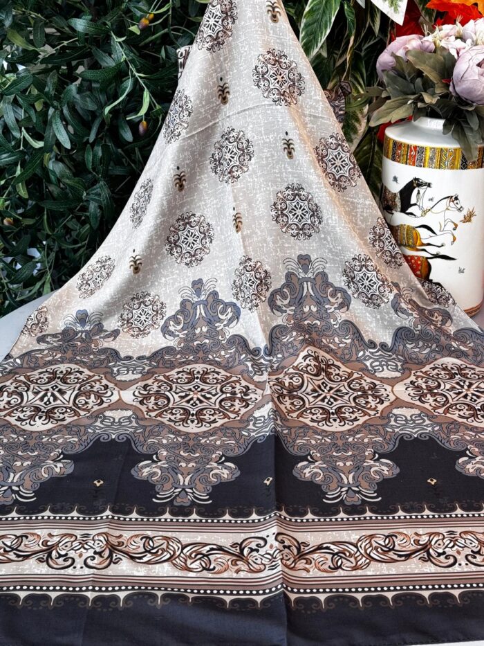 Hint Etro Desenli Pamuk Soft Şal - 658960 - Siyah Camel