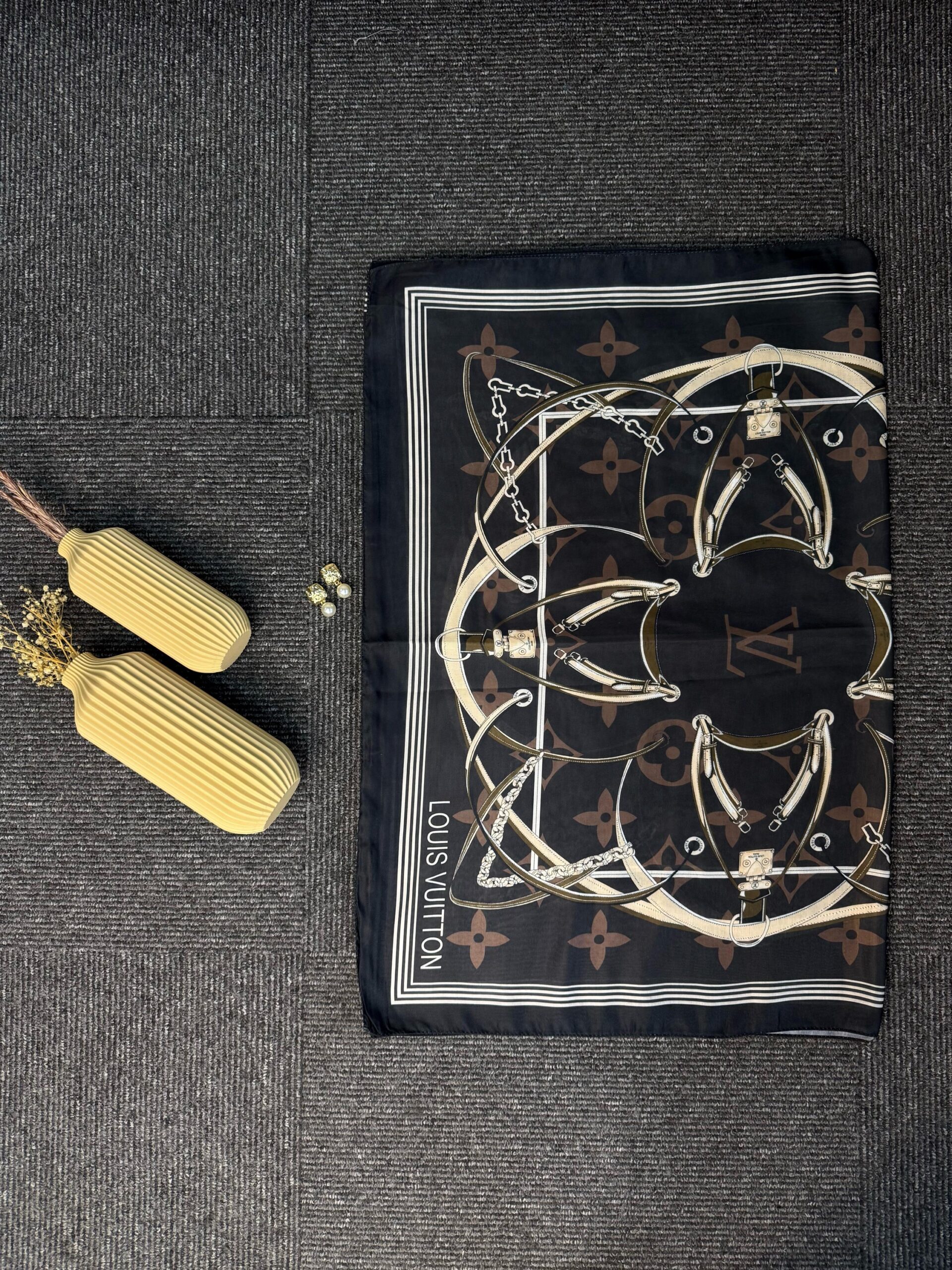 Lv Kemer Desen Pamuk Soft Şal 31230 - Acı Kahve - Görsel 4