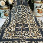 Hermes Leopar Pamuk Soft Şal 65329 - Siyah-Beyaz