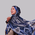 Rüzgar Desen Vual İpek Şal -122336- Gök Mavisi