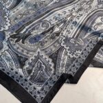 Çini Desen Pamuk İpek Şal 7458-ASFALT MAVİSİ