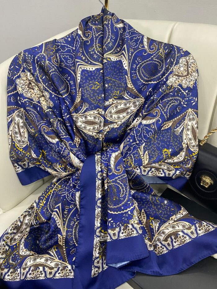 Batik Desen Vual İpek Şal -259685- Fas Mavisi