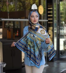 VERSACE VUAL İPEK ŞAL- 344456- BEBE MAVİSİ