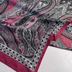 Çini Desen Pamuk İpek Şal 7458- KIZIL İNCİR