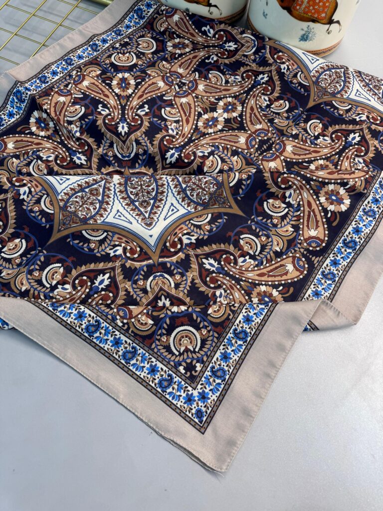 Etro Buta Desenli Pamuk Soft Şal - 377350 - Lacivert Füme