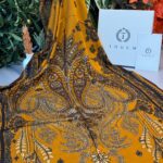 Touch İthal Etnik Desen Yün İpek Şal- Hardal