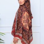 Etro Buta Desenli Pamuk Soft Şal - 377350 - Bordo Siyah