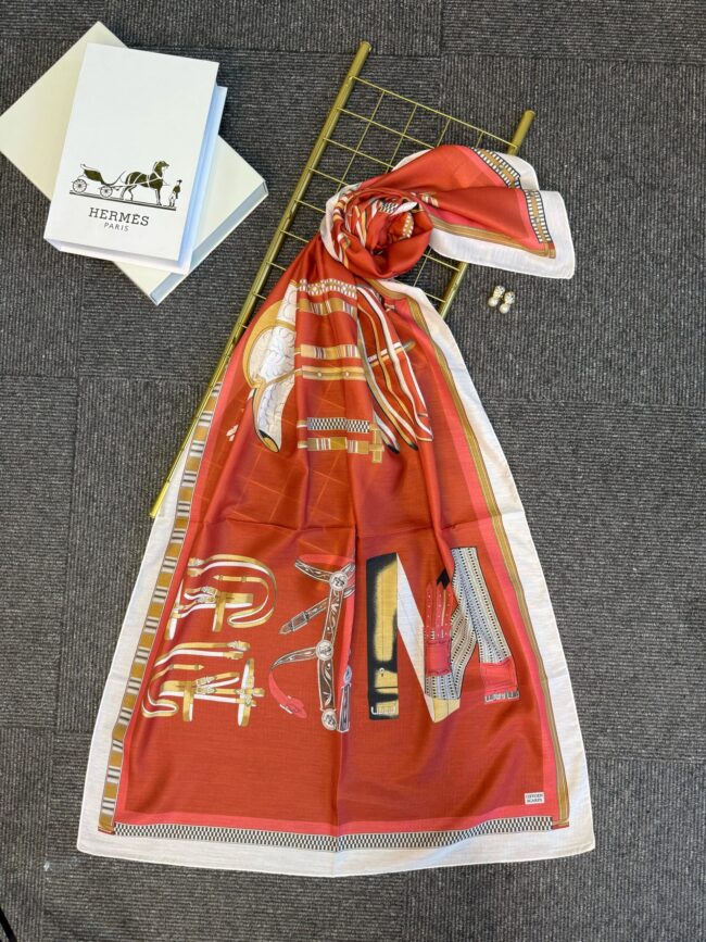 Hermes Pamuk Soft Şal - 32014 Kiremit