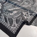 Çini Desen Pamuk İpek Şal -7458- SİYAH