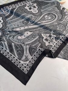 Çini Desen Pamuk İpek Şal -7458- SİYAH