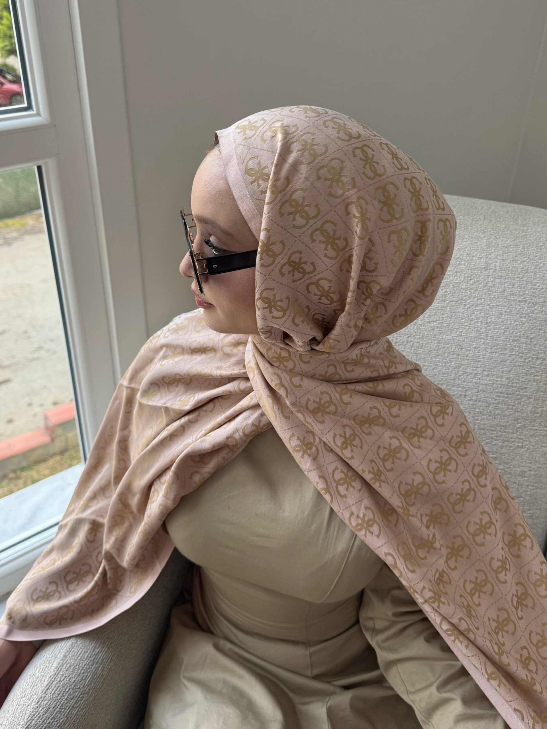 Guess Çift Taraflı Kaşmir İpek Şal- 7860- Toz Pembe