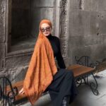 Touch İthal Etnik Desen Pamuk İpek Şal 63459- Kiremit