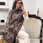 Çini Desen Pamuk İpek Şal -7458- MÜRDÜM