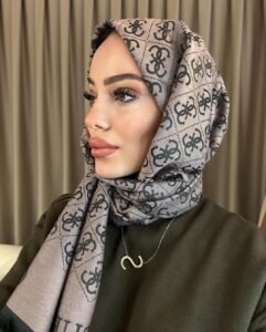 Guess Çift Taraflı Kaşmir İpek Şal- 7860- Haki-Pudra