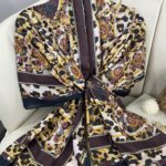 Hermes Leopar Pamuk Soft Şal 65329 - Kahve