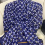 NEW GUCCİ Desen Pamuk İpek Şal-64750- Mavi Gold