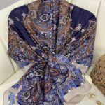 Etnik Desen Pamuk Soft Şal 83926 - Lacivert